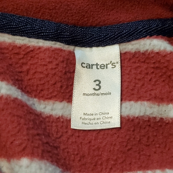 Carters fleece baby vest maroon and grey stripes. Size 3 months - Picture 3 of 3